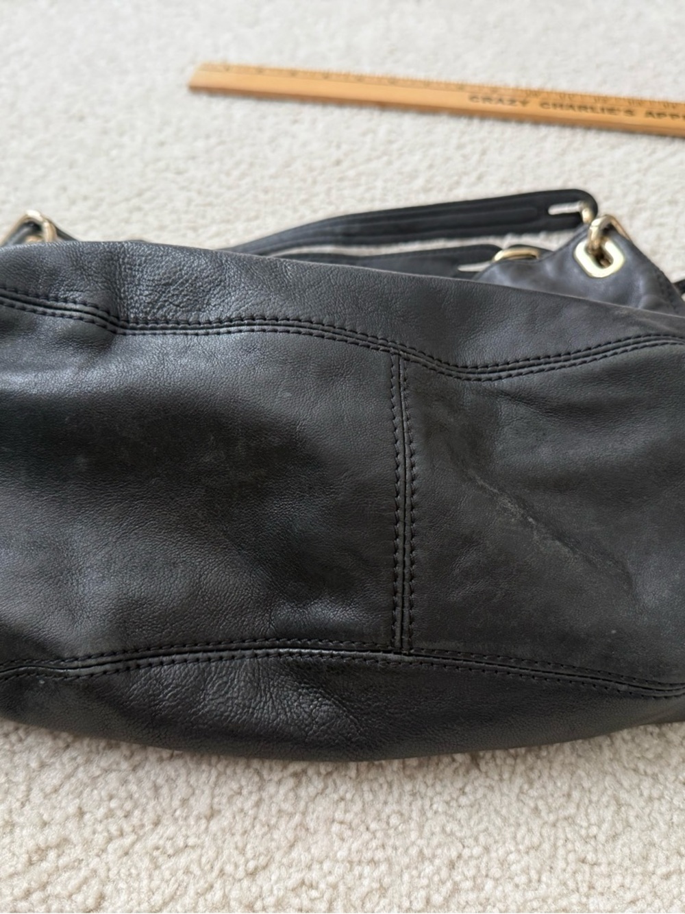 Michael Kors Black Leather Hobo with Gold Hardware - Picture 15 of 16